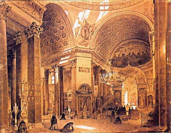 090-Интерьер Казанского собора в середине 19-го века